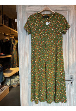 Organic Moshiki Kleid O-145 blüemli-grün