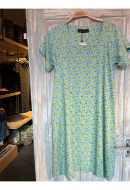 Organic Moshiki Kleid T-147 türkis-gelb