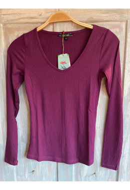 KingLouie 08330 Carice V Top Uni Rib, Caspia Purple