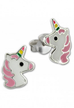 Ohrstecker Einhorn Kopf, Silber 925
