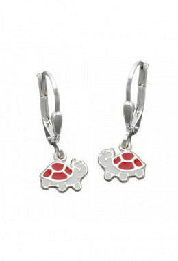 Ohrhänger Schildkröte rot Silber 925