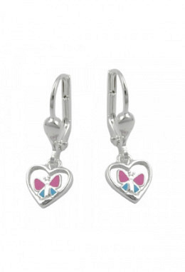 Ohrhänger Herz mit Schmetterling, Silb..