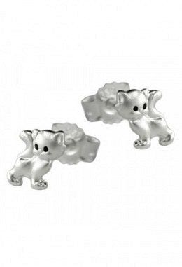 Ohrstecker Katze, Silber 925