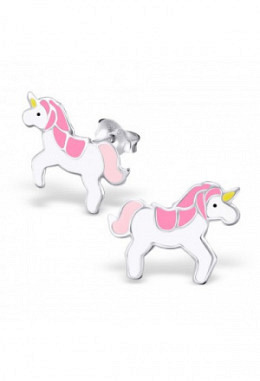 Ohrstecker Einhorn rosa/pink, Silber 925
