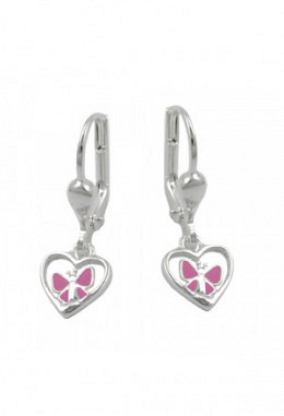 Ohrhänger Herz mit Schmetterling Silber 925