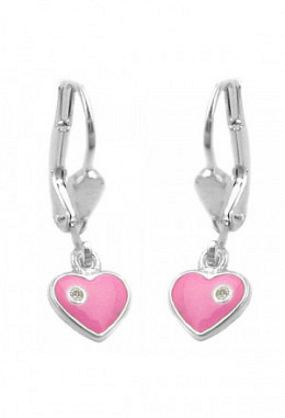 Ohrhänger Herz rosa mit Glasstein Silber 925