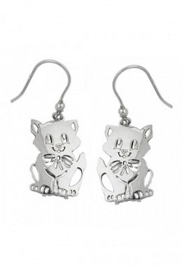 Ohrhänger Katze, Silber 925