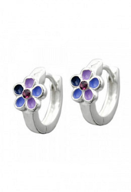 Creole Blume violett mit Glasstein, Silber 925