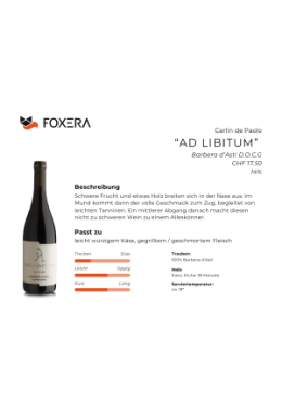 "Ad Libitum" Barbera d'Asti