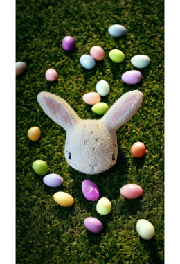 Hase weiss mit Nuscheli und / oder Rasselscheibe