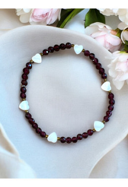 Granat facettiert 4mm, Hämatit facettiert 2,3mm (gold besc..