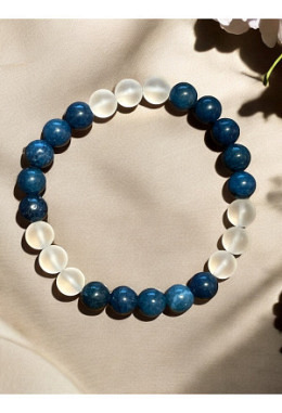 Bergkristall 8-8,5mm & Serpentin 8,5mm (gefärbt)