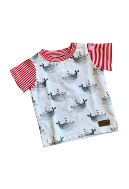 T-Shirt Wal mit Leuchtturm, Gr. 74