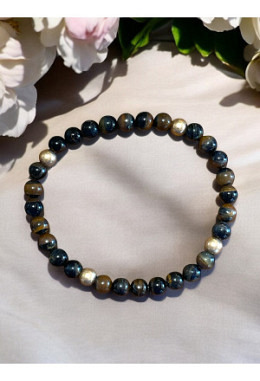 Falkenauge 6mm & Kugeln 925 Silber vergoldet