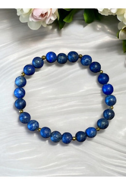 Lapislazuli 8mm und Hämatit 3mm facettiert (gold beschichtet)