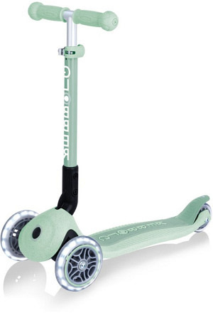 Globber Mini Kickboard | JUNIOR Foldable Lights Eco | Pistachio