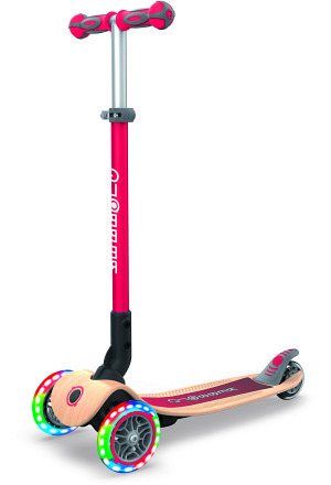  Globber Mini Kickboard | Primo Foldable | Wood Lights | Rot 