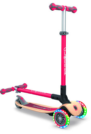  Globber Mini Kickboard | Primo Foldable | Wood Lights | Rot 