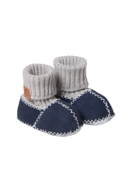 Fellhof Babyschuhe Balu ABS mit Noppensohle (blau & natur)