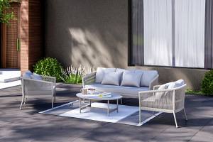 BOLOGNA 4-teiliges Lounge Set Alu Dove..