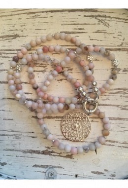 Halskette Opal rosa lang