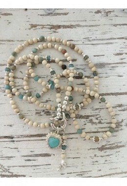 Halskette Riverstone Opal Natur