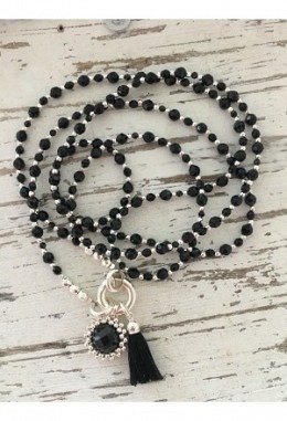 Halskette Schwarzer Spinell Hämatit