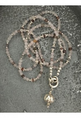 Halskette Botswana Achat Rosenquarz