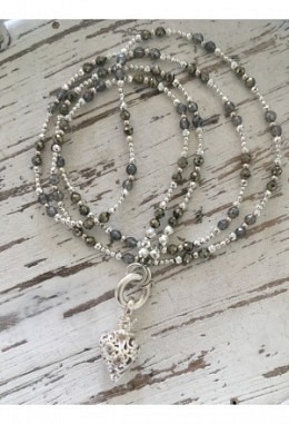 Halskette Hämatit Goldpyrit