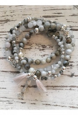 Wickelarmband 4er Granit Pyrit