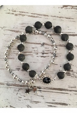 Armband Set Silberpyrit - Hämatit 1