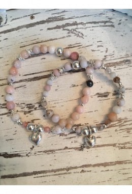 Mama & Tochter Armband Opal Rosa