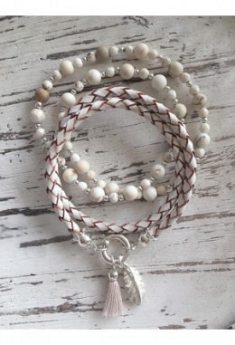 Set Lederarmband Weiss