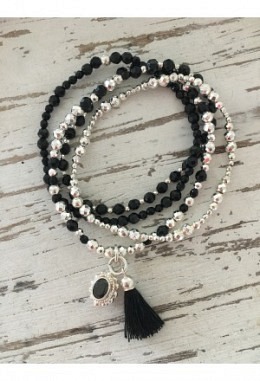 3er Armband Schwarzer Spinell Hämatit