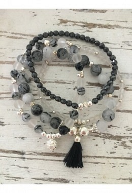 4er Armband Turmalinquarz Hämatit Berg..