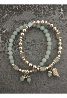 2er Armband Amazonit hell Silber