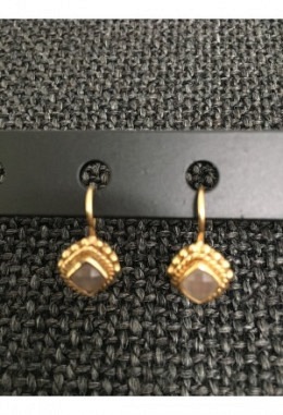 Ohrhänger Quadrat Mondstein Taupe