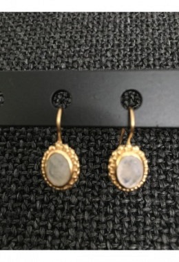 Ohrhänger Regenbogenmondstein Oval klein