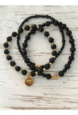 3er Armband Schwarzer Spinell Silber v..