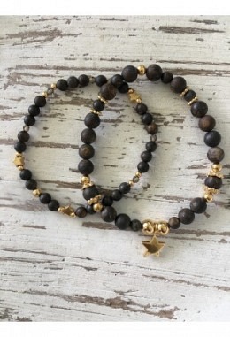 2er Armband Bronzit Silber vergoldet