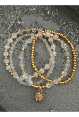 4er Armband Bergkristall Silber vergol..