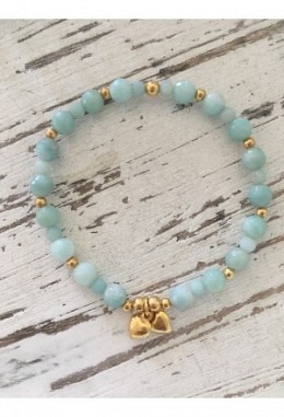Armband Amazonit Doppelherz vergoldet