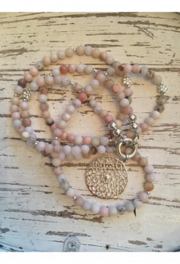 Halskette Opal rosa lang