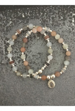 2er Armband Mondstein Chalcedon