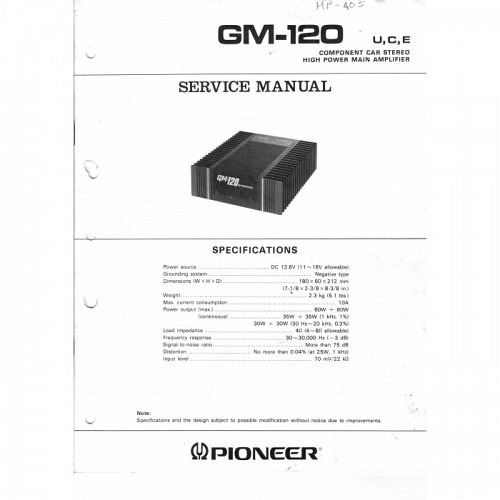 Pioneer Component Car Stereo GM-120