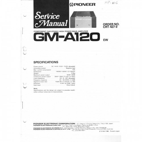 Pioneer Component Car Stereo GM-A120