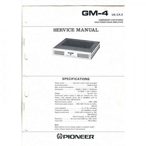Pioneer Component Car Stereo GM-4