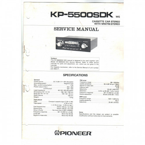 Pioneer Cassette Car Stereo KP-5500SDK