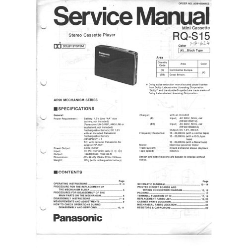 Panasonic RQ-S15 Servicemanual