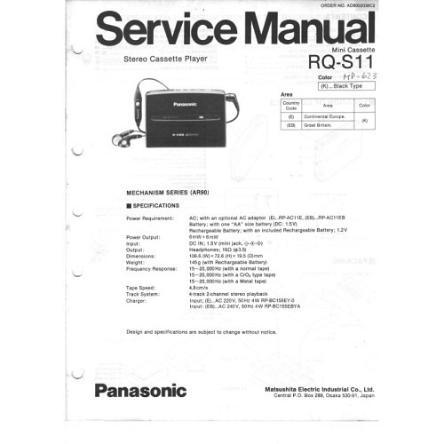 Panasonic RQ-S11 Servicemanual